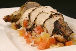Credit: © Ian Maguire UF/IFAS/TREC Ginger Grilled Chicken with Green Papaya and Pineapple Chutney